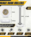 ElaraBerry Garage Door Repair Kit With 17 Inch Torsion Spring Winding Rods, 8 Ft Heavy Duty Cables, And Ten Smooth Nylon Rollers Featuring 6200 Zz Bearings For Quick Home Fixes. 10pcs rollers, 1.8 inch white nylon, 0.43 inch stem