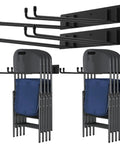 Heavy Duty Folding Chair Storage Rack Set for Garage and Home, Space-Saving Wall-Mount Organizer With 12.2 Inch Utility Hooks