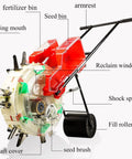 Hand Push Roller Seeder Spreader For Lawn And Garden With 14 Hole Row Seed Planter Dual Seed And Fertilizer Buckets Adjustable Depth