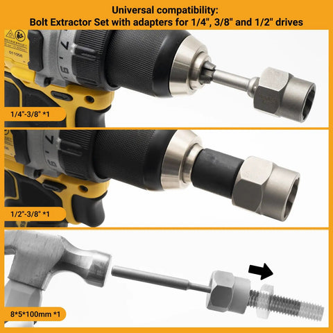 Heavy Duty Twenty Eight Piece 3/8 Inch Socket Wrench Insert Set Forged From Tough As Nails Chromium Moly Steel Hardened To 52 Hrc with drill adapter