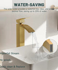 Brushed Gold Vessel Sink Faucet With Waterfall Design Tall Spout Single Handle Single Hole DIY Friendly Installation Pop Up Drain Without Overflow Durable Bathroom Basin Faucet Supply Line