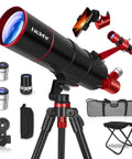 High Powered 90mm Aperture 550mm Refractor Telescope For Adults And Kids Dope Lunar Craters And Terrestrial Views Fully Multi Coated Optics For Bright Crisp Night Sky Viewing, with tripod and eyepieces