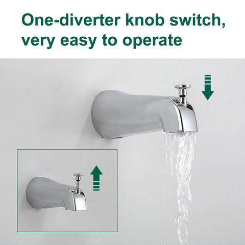 All In One Shower Faucet Set With Tub Spout And Chrome Trim Kit Pressure Balanced Valve Dual Function 5 Spray Touch Clean Handheld Shower Head Polished Chrome Finish tub spout with diverter knob
