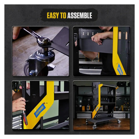 Assembly of a Three Tier Rolling Tool Cart On Wheels With Lockable Casters Heavy Duty Workshop Toolbox Storage Grab And Go Mobile Car Repair Organizer
