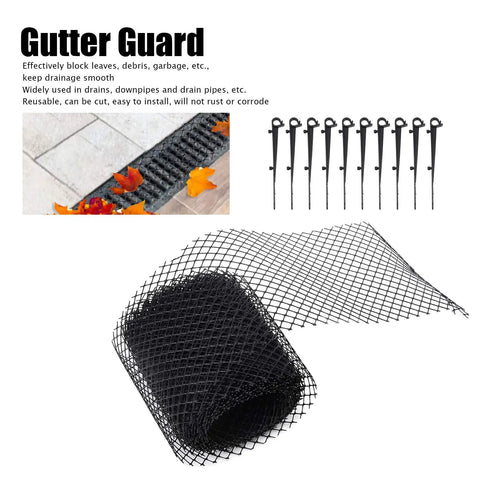 Heavy Duty Gutter Guard Mesh Net For Leaves Debris, Reusable Plastic Gutter Screen For Downspouts And Eaves, Cut To Fit 600x15cm