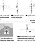 Kiven Instant Light Conversion Kit for 4/5/6inch Hole, 2-Light Glass Farmhouse Lighting installation steps illustration.