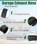 Details of Garage Exhaust Hose including 3-Inch Inner Diameter, 11-Foot length, heat resistance, with two clamps
