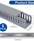 Six Piece Open Slot Wiring Raceway Duct For Under Desk Cable Management, Black PVC, detail with dimensions and vented slots