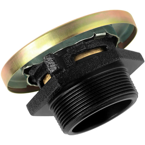 Close-up of a Vented Diesel Transfer Tank Cap With Threaded Neck And Two Inch Base For Easy Fuel Venting Gas Fill Lid.