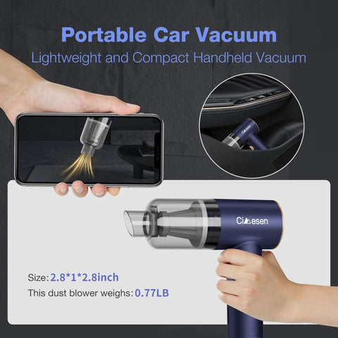 4 In 1 Cordless Car Vacuum Cleaner, Mini Handheld 12000Pa Suction, showing compact design, 120W high power, rechargeable.
