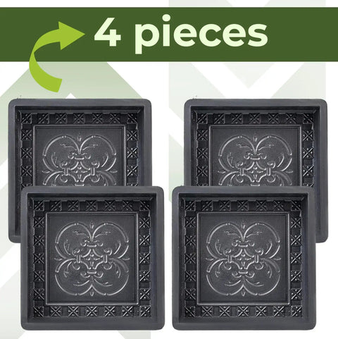 4 Piece Concrete Molds Set For DIY Paving Big Pathmaker Cobblestone Molds For Walkways And Patios Reusable Plastic Paver