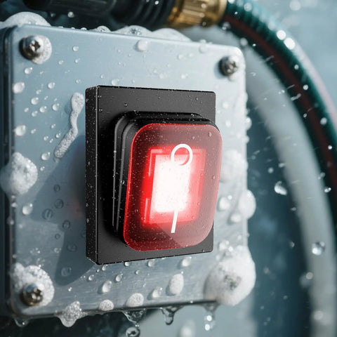 Heavy Duty 30A IP65 Waterproof Toggle Rocker Switch 12-24V LED On Off DPST Snap-In Mount for Automotive Marine RV with water droplets