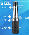 Front view of steel trailer idler hub spindle with threaded top and black base on blue measurement background