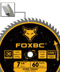 Premium 7 1 4 Inch Circular Saw Blade With Sixty Teeth ATB Design For Ultra Smooth Wood Cuts showing blade details and 60 teeth arrangement.