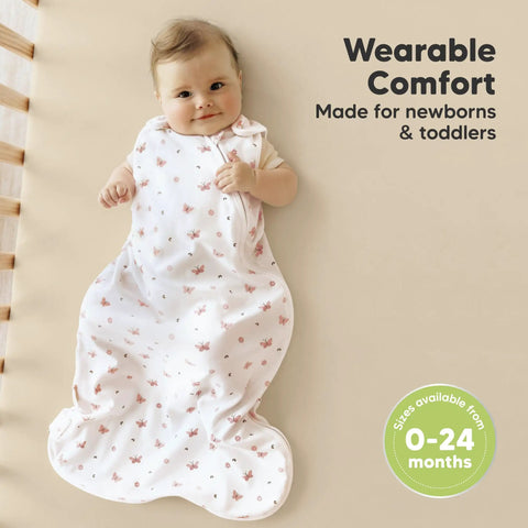 Baby in Two Pack Organic Cotton Baby Sleep Sacks 0.5 TOG For 6 To 18 Months Butterflies Pattern Wearable Blanket