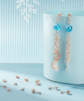 Rose Gold Ball Stud Earrings Pack 30 Hypoallergenic Stainless Steel Posts With Loops And Ear Nuts Dope For Jewelry Making DIY Earrings Crafting 14x3mm Everyday, blue bead chain pair