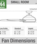 44 Inch Indoor Outdoor Ceiling Fan Without Light For Covered Areas White Finish With Damp Rating 6 Blade Design dimensions