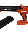 Cordless Adhesive Mortar Dispenser With 22V Battery, Pro Grade Dose Control, Quick Clean Grout And Mortar Application, Works In Cold Temps, Heavy Duty Masonry Tool For Pros, HDE 500 A22 with detachable black canister.
