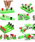 Hands On Basic Electricity And Magnetism Lab Kit components for high school students, showcasing green plastic circuit parts.