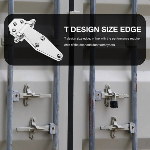 Heavy Duty T Type Door Hinges For Industrial Enclosures And Equipment, Rugged Metal Cabinet Hinges With Screws shown on gate
