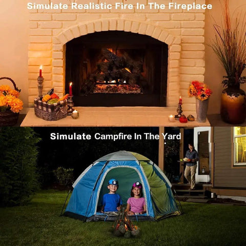 Flameless LED Flame Lights With Remote Control And Timer Battery Powered Outdoor Waterproof Flame Lights for fireplace and camping