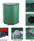 750L Foldable Rain Barrel With Large Capacity Water Storage Tank Portable Rainwater Harvesting Container With Filter Tap Kit