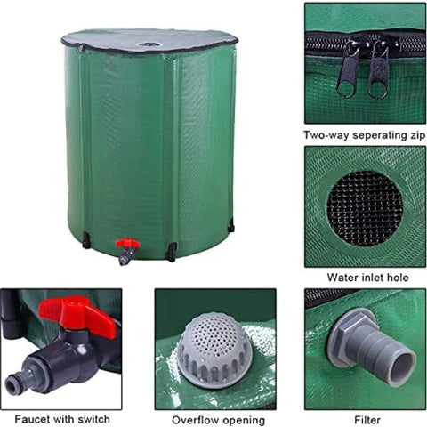 750L Foldable Rain Barrel With Large Capacity Water Storage Tank Portable Rainwater Harvesting Container With Filter Tap Kit