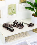 Glitter Black Bling Office Set 3 piece with heavy duty stapler, 1000 staples, tape dispenser, scissors on white desk
