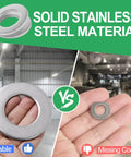 One And A Half Inch Stainless Steel Flat Washers With Three Inch Outside Diameter Made From 304 Stainless Steel in hand