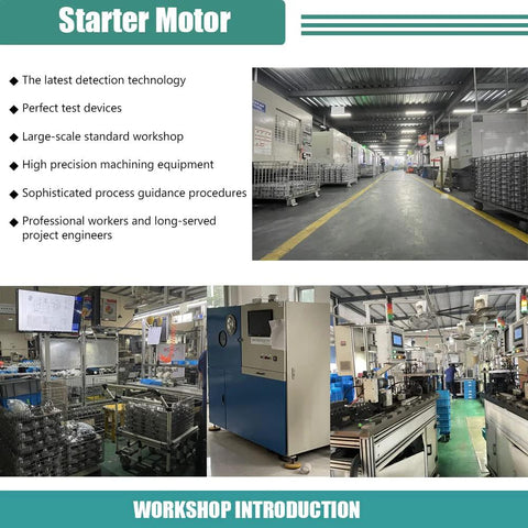 Starter Replacement manufacturing workshop with detection technology, test devices, and machining equipment