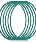 Six Detachable Plastic Exercise Hoops Set for Teens and Kids, colorful 23 inch dark green hoops with removable blocks for playground games.