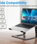 Built To Last Durable Metal Laptop Stand for Desk 10 to 16 Inch Laptops Portable Riser with Adjustable Height Black