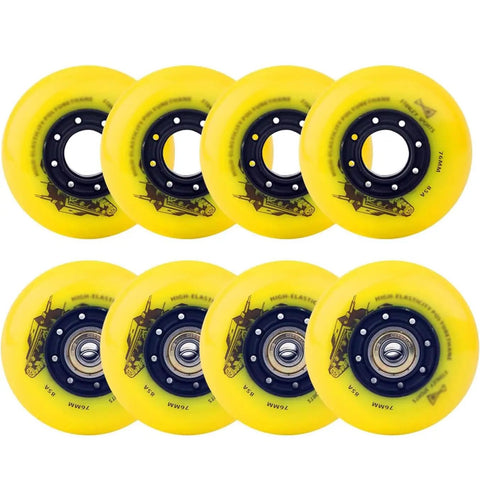 Inline Skate Wheels 85A 72mm And 76mm Set For Outdoors And Indoors Tough As Nails PU Wheels With Smooth Bearings 8 Pack