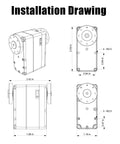 Installation drawing of Hefty 150 Kg Clamping Force 12V Serial Bus Servo Motor with detailed dimensions.