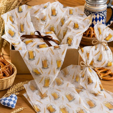 Beer Themed Tissue Paper Pack With 50 Sheets On 20x14 Inches Ideal For Gift Bags And Party Favors Featuring Beer Glass Design