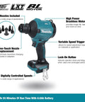 Bad Boy 18V Cordless Blower And Vacuum With Slick Nozzle Swap, showing motor, nozzles, and trigger controls for easy use.