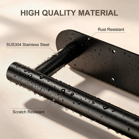 Boost Your Kitchen Game With This Hella Solid Two Pack Paper Towel Holder Using A Quick Self Adhesive Wall Mount Crafted From Premium Rust Proof Stainless Steel To Deliver A Secure Grip That Keeps Your Counters Tidy For Every Busy Weekend Cookout. Close-up of SUS 304 stainless steel with water droplets, showcasing rust and scratch resistance.