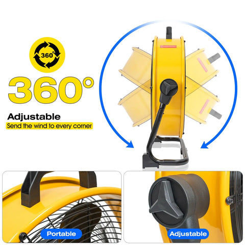 Heavy Duty 20 Inch High Velocity Drum Floor Fan With Brushless DC Motor And Stepless Speed Control adjustable tilt feature