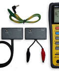 Handheld LCR Meter With Dual 19999/9999 Count Display and accessories, for high accuracy impedance measurements.