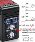 Close-up view of Indoor Wall Mount Photoelectric Beam Sensor 0-2m Adjustable NPN NO NC Switchable DC 10-30V with controls visible