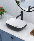 Round Vessel Sink 16x16 Inches For Bathroom Above-Counter Ceramic Basin, Dope Modern Black Or White Vessel Sink