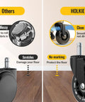 Comparison between generic wheels and Office Chair Wheels Universal Fit 3 Inch Roller Blade Casters for scratch-free floors.
