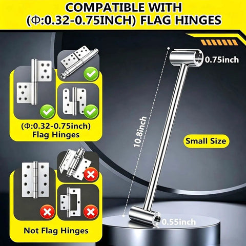 Upgraded Door Hinge Adjustment Tool With Dual Flag Hinge Wrenches, DIY Friendly Gap Adjuster For Residential And Fire Doors, Fits Hinge Diameters From 0.32 To 0.99 Inches, Easy Install, Fix Squeaks And Misalignment