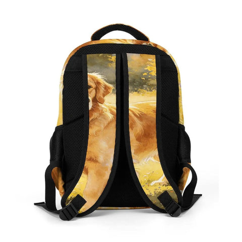 Back view of Dope Warm Autumn Pet Floral Printed Unisex Backpack With Large Capacity Durable Polyester Breathable Fabric Smooth Zipper Easy