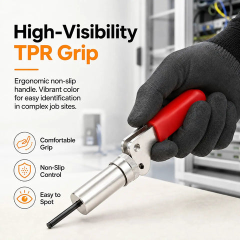 Close-up of Heavy Duty Plunger Tool Optimized Specifically For Number Six Barrel Fasteners With Rock Solid Zero Point One Five Eight Inch Opening And Premium High Carbon Steel Structure Featuring Slip Free Handle For Serious Workshop Hustle in ergonomic grip.