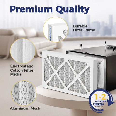 Three Pack 5 Micron Outer Air Filter Replacements For Your Workshop And Garage System That Snap In Smoothly Compatible With WEN 3410 POWERTEC AF4000 AF4001 Shop Fox W1830 Grizzly G0738 Air Filtration showing structural details and materials
