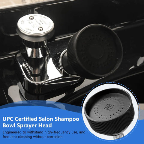 Close-up of Two Pack UPC Certified Salon Shampoo Bowl Sprayer Hose Kit with quarter inch thread attachment.