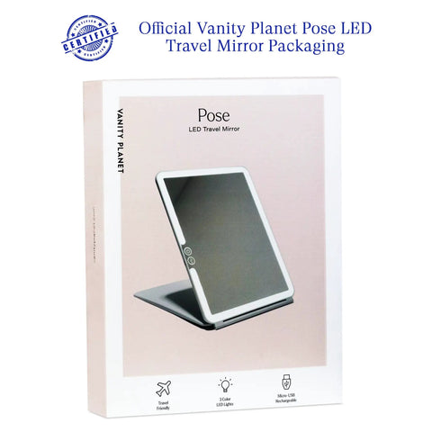 Your Go To LED Travel Vanity Mirror With 3 Color Ring Light Boxed Packaging Display