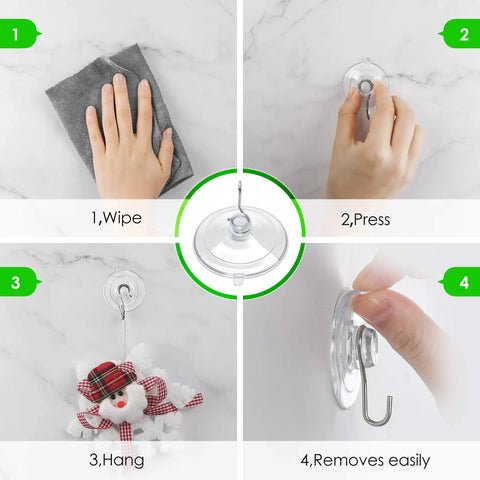Lock It Down Suction Cup Hooks Clear Invisible Window Mounts With Rustproof Steel Rings Top Shelf Waterproof Bathroom Organizers No Sweat Quick Grip Install For Your Spot 12 Pack