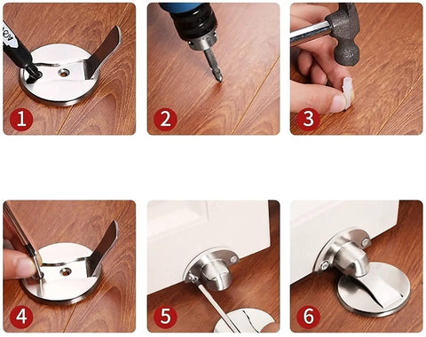 Stunning Red Bronze Hidden Magnetic Door Stop That Keeps Floors Clean And Slams At Bay For Homes, Hotels, And Offices With Nail-Free Installation installation steps.